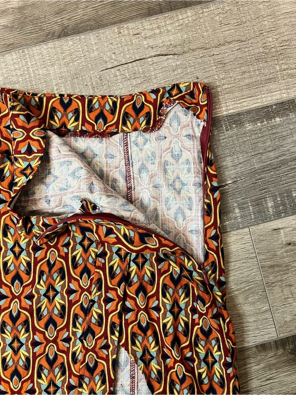 Free People Orange and Black Geometric Mini Skirt Size M